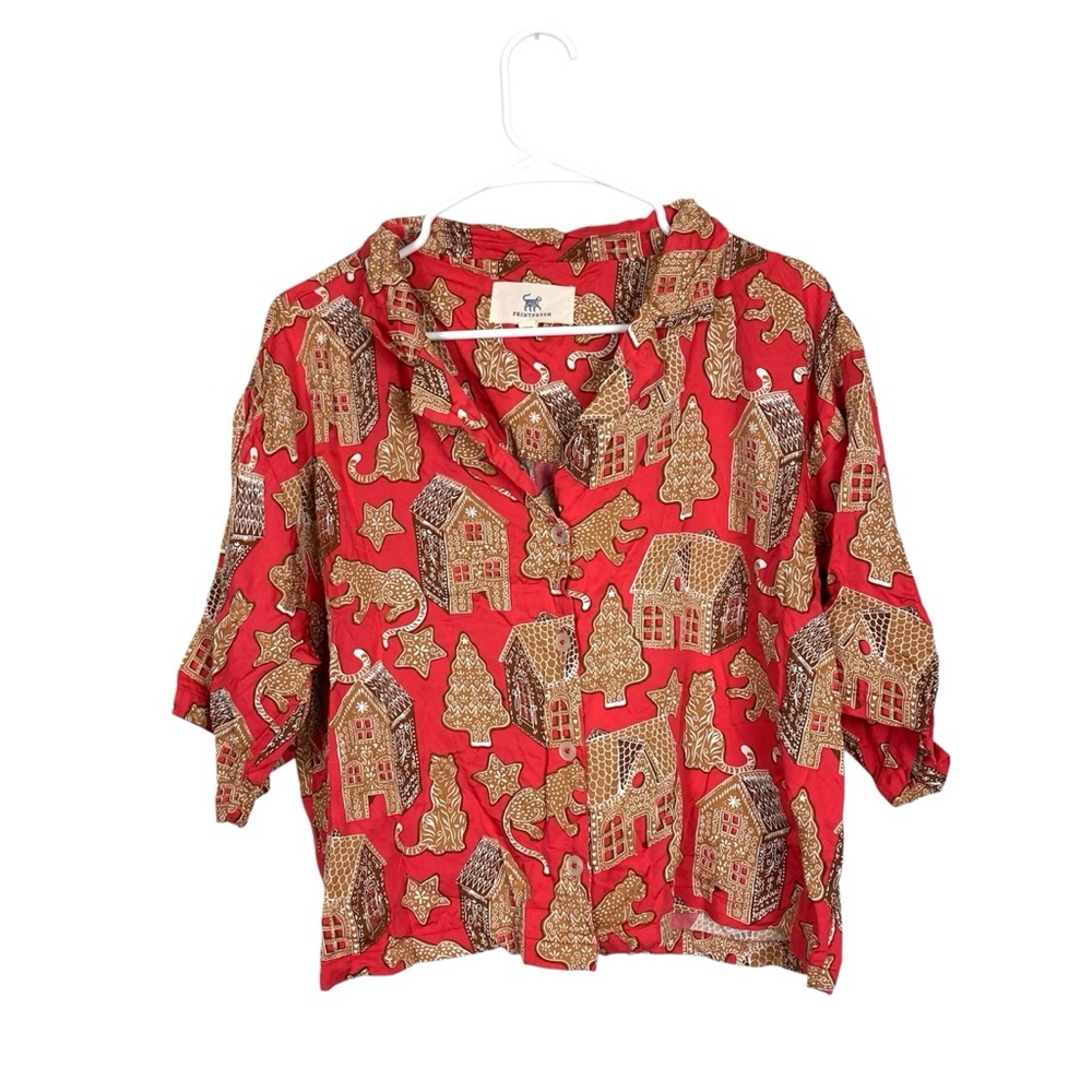 Print fresh gingerbread party pajama top